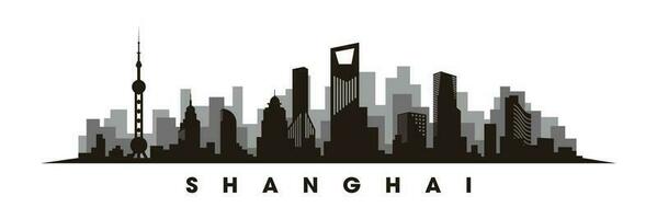 Shanghai Horizont und Sehenswürdigkeiten Silhouette Vektor