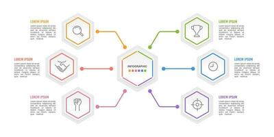 Infografik Diagramm 6 Optionen oder Schritte. Verstand Karte, Verfahren, Vorlage, Organisation. Vektor Illustration.