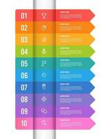 Infografik 10 Etiketten mit Symbole zu Erfolg. Vektor Illustration.