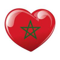 Flagge von Marokko im das gestalten von ein Herz. Herz mit Flagge von Marokko. 3d Illustration, politisch Banner, Vektor