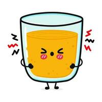 wütend Glas von Saft Charakter. Vektor Hand gezeichnet Karikatur kawaii Charakter Illustration Symbol. isoliert auf Weiß Hintergrund. traurig Glas von Saft Charakter Konzept