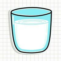 süß Glas von Milch Aufkleber Charakter. Vektor Hand gezeichnet Karikatur kawaii Charakter Illustration Symbol. Spaß Glas von Milch Aufkleber Charakter Konzept