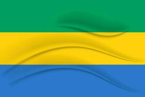 National Flagge von gabon mit Seide Wirkung. afrikanisch gabon Flagge. 3d Illustration, Vektor