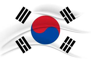 National Flagge von Süd Korea mit Seide Wirkung. 3d Illustration, politisch Banner, Vektor