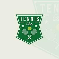 racketar och boll av tennis logotyp emblem vektor illustration mall ikon grafisk design. sport tecken eller symbol för klubb eller turnering med bricka