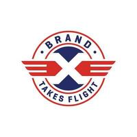 kommerziell Flugzeug Logo Design mit Brief x vektor