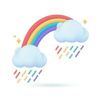 3d Wetter Prognose Symbole klar Himmel nach Regen schön Regenbogen. 3d Illustration. vektor