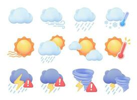 Wetter Prognose Symbol. Sonne hinter Wolke mit Regen 3d Vektor Illustration