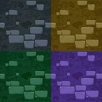 uppsättning sömlös texturer sten. tecknad serie gammal tegel vägg textur för 2d spel. vektor
