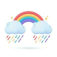 3d Wetter Prognose Symbole klar Himmel nach Regen schön Regenbogen. 3d Illustration. vektor