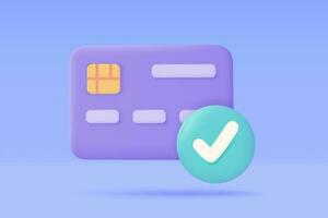 Anerkennung Karte 3d Symbol. online Zahlung bargeldlos Gesellschaft sichern Zahlung durch Anerkennung Karte. 3d Illustration vektor