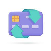 Anerkennung Karte 3d Symbol. online Zahlung bargeldlos Gesellschaft sichern Zahlung durch Anerkennung Karte. 3d Illustration vektor