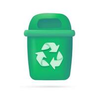 grön återvinning bin återanvändbar avfall förfogande begrepp till återanvändning. 3d illustration. vektor