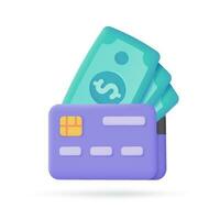 kreditera kort 3d ikon. uppkopplad betalning kontantlös samhälle säkra betalning förbi kreditera kort. 3d illustration vektor