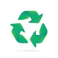 grön återvinning pil symbol återanvändning begrepp för de planet. 3d illustration. vektor
