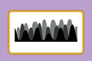 Karikatur eben Stil Zeichnung von stilisiert schwarz Musik- Klang Wellen. Audio- Technologie, Musical Impuls. Welle Musical Tonspur. abstrakt Digital Equalizer im Musik- Studio. Grafik Design Vektor Illustration