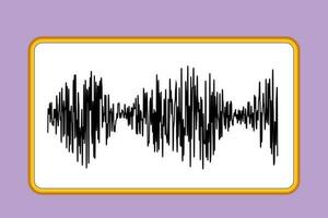 Charakter eben Zeichnung stilisiert Klang Wellen Symbol. Audio- Spieler. Audio- Equalizer Technologie, Impuls Musical. Musik- Audio- Frequenz, Stimme Linie Wellenform. Radio Signal. Karikatur Design Vektor Illustration