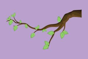 tecknad serie platt stil teckning tät av blad hängande från träd gren. vår plantering. tidigt plantor vuxen från frön. lantbruk. jord dag, ekologi begrepp, ikon. grafisk design vektor illustration