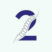 Brief 2 orthopädisch Gesundheit Knochen Logo Design mit zurück Knochen Symbol. Knochen Gesundheit Logo Zeichen vektor