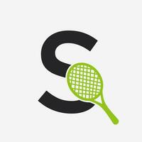 Brief s Padel Tennis Logo. Padel Schläger Logo Design. Strand Tabelle Tennis Verein Symbol vektor
