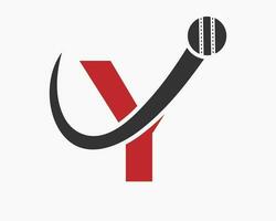Brief y Kricket Logo Konzept mit ziehen um Ball Symbol zum Kricket Verein Symbol. Cricketspieler Zeichen vektor