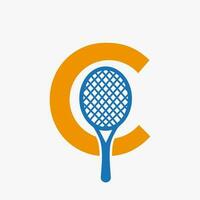 brev c padel tennis logotyp. padel racket logotyp design. strand tabell tennis klubb symbol vektor