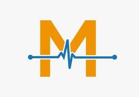 Brief m Herzschlag Logo zum medizinisch oder Gesundheit Symbol. medizinisch Logo Vorlage Design vektor