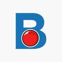 brev b bowling logotyp. bowling boll symbol med rör på sig boll ikon vektor