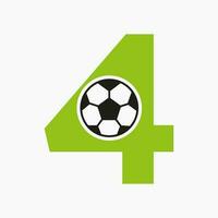 Initiale Brief 4 Fußball Logo. Fußball Logo Design Vektor Vorlage