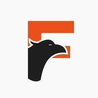 Brief f Adler Logo Design. Transport Symbol Vektor Vorlage