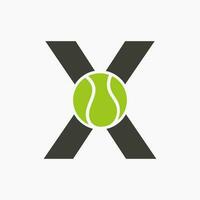 tennis logotyp på brev x. tennis sport akademi, klubb logotyp tecken vektor