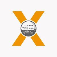 golf logotyp på brev x. första hockey sport akademi tecken, klubb symbol vektor