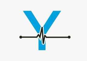 Brief y Herzschlag Logo zum medizinisch oder Gesundheit Symbol. medizinisch Logo Vorlage Design vektor