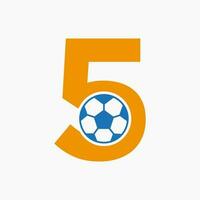Initiale Brief 5 Fußball Logo. Fußball Logo Design Vektor Vorlage