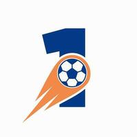 Brief 1 Fußball Logo Konzept mit ziehen um Fußball Symbol. Fußball Logo Vorlage vektor