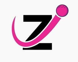 brev z bowling logotyp. bowling boll symbol med rör på sig boll ikon vektor