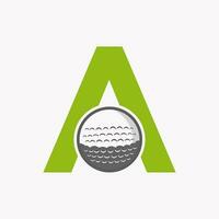 golf logotyp på brev a. första hockey sport akademi tecken, klubb symbol vektor