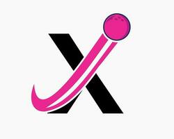 brev x bowling logotyp. bowling boll symbol med rör på sig boll ikon vektor