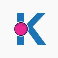 brev k bowling logotyp. bowling boll symbol med rör på sig boll ikon vektor