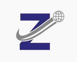 Brief z global Logo Design. Welt Logo Symbol Vektor Vorlage