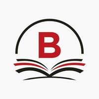 Buchstabe b Bildung Logo Buchkonzept. ausbildung karriere zeichen, universität, akademie abschluss logo vorlage design vektor