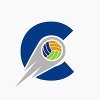 Brief c Volleyball Logo Konzept mit ziehen um Volley Ball Symbol. Volleyball Sport Logo Vorlage vektor