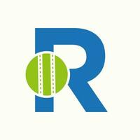 cricket logotyp på brev r begrepp. cricket klubb symbol vektor