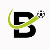 Initiale Brief b Fußball Logo. Fußball Logo Konzept mit ziehen um Fußball Symbol vektor