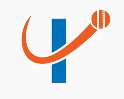 brev jag cricket logotyp begrepp med rör på sig boll ikon för cricket klubb symbol. kricketspelare tecken vektor