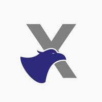 Brief x Adler Logo Design. Transport Symbol Vektor Vorlage