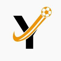 Initiale Brief y Fußball Logo. Fußball Logo Konzept mit ziehen um Fußball Symbol vektor