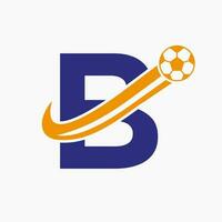 Initiale Brief b Fußball Logo. Fußball Logo Konzept mit ziehen um Fußball Symbol vektor