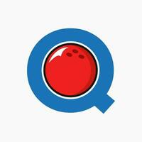 Brief q Bowling Logo. Bowling Ball Symbol mit ziehen um Ball Symbol vektor