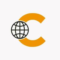 brev c global logotyp design. värld logotyp symbol vektor mall